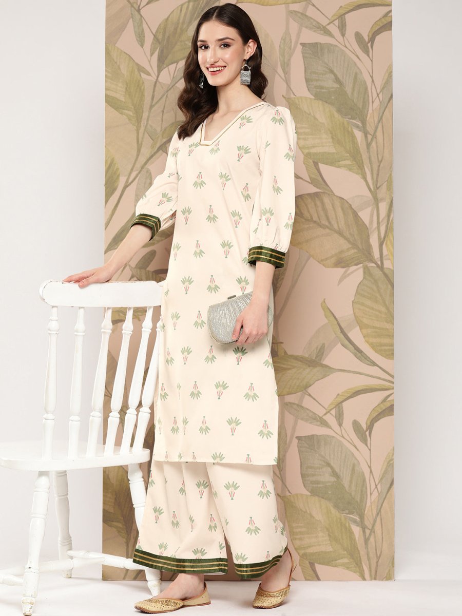 Ahalyaa Women Floral Printed Regular Gotta Patti Kurta with Palazzos | Swadesiicart