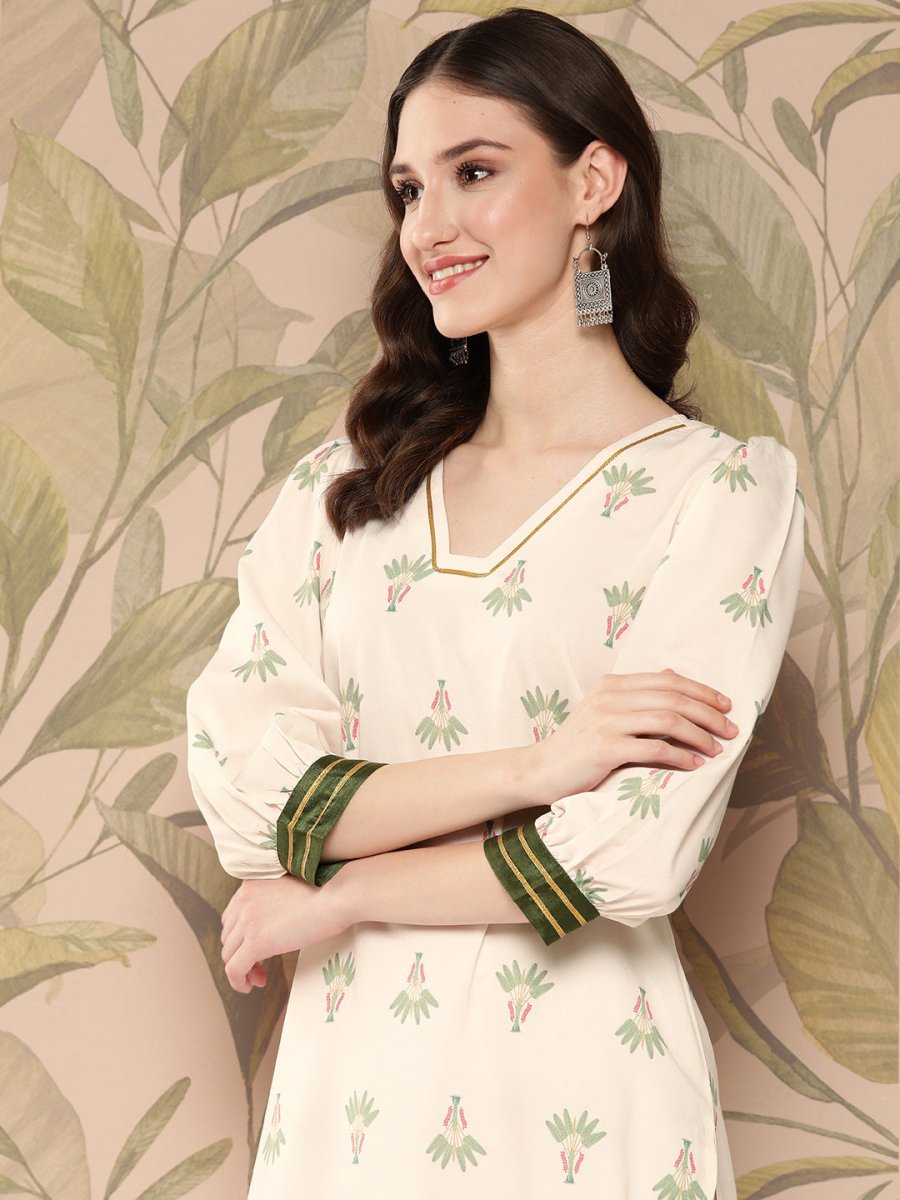 Ahalyaa Women Floral Printed Regular Gotta Patti Kurta with Palazzos | Swadesiicart