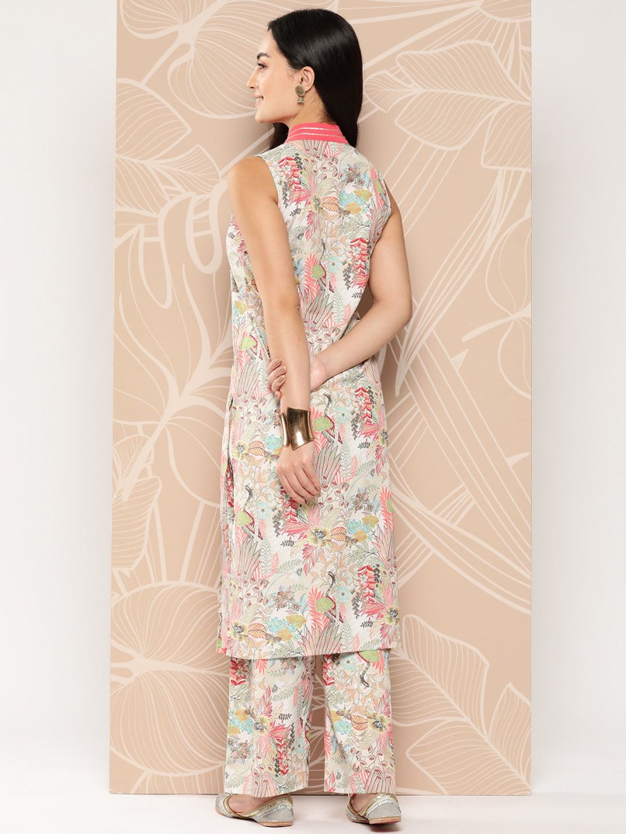 Ahalyaa Floral Printed Regular Gotta Patti Kurta with Palazzos | Swadesiicart