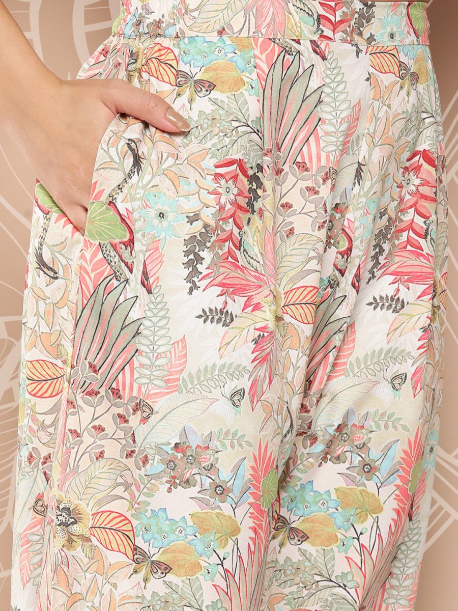 Ahalyaa Floral Printed Regular Gotta Patti Kurta with Palazzos | Swadesiicart