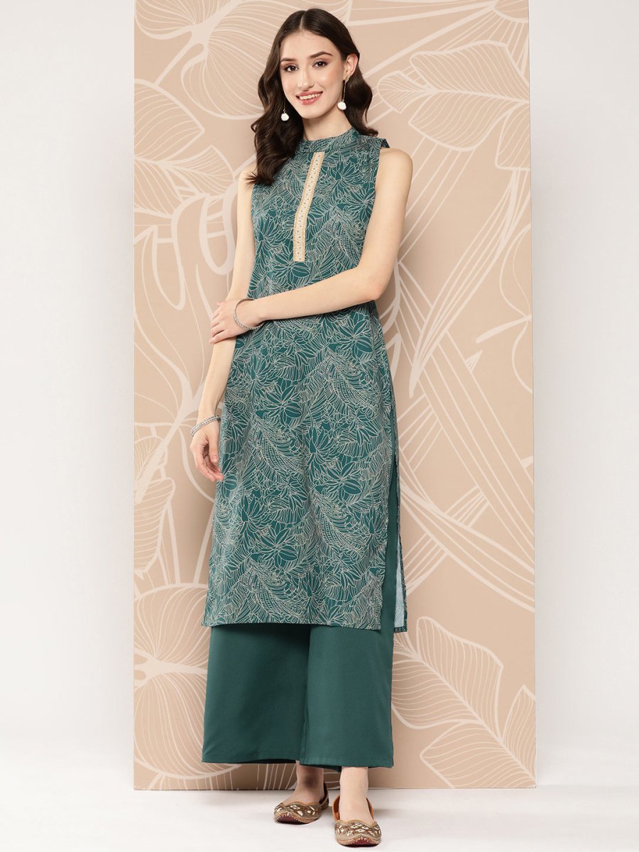 Ahalyaa Floral Printed Regular Kurta with Palazzos | Swadesiicart