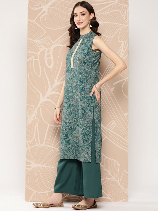 Ahalyaa Floral Printed Regular Kurta with Palazzos | Swadesiicart