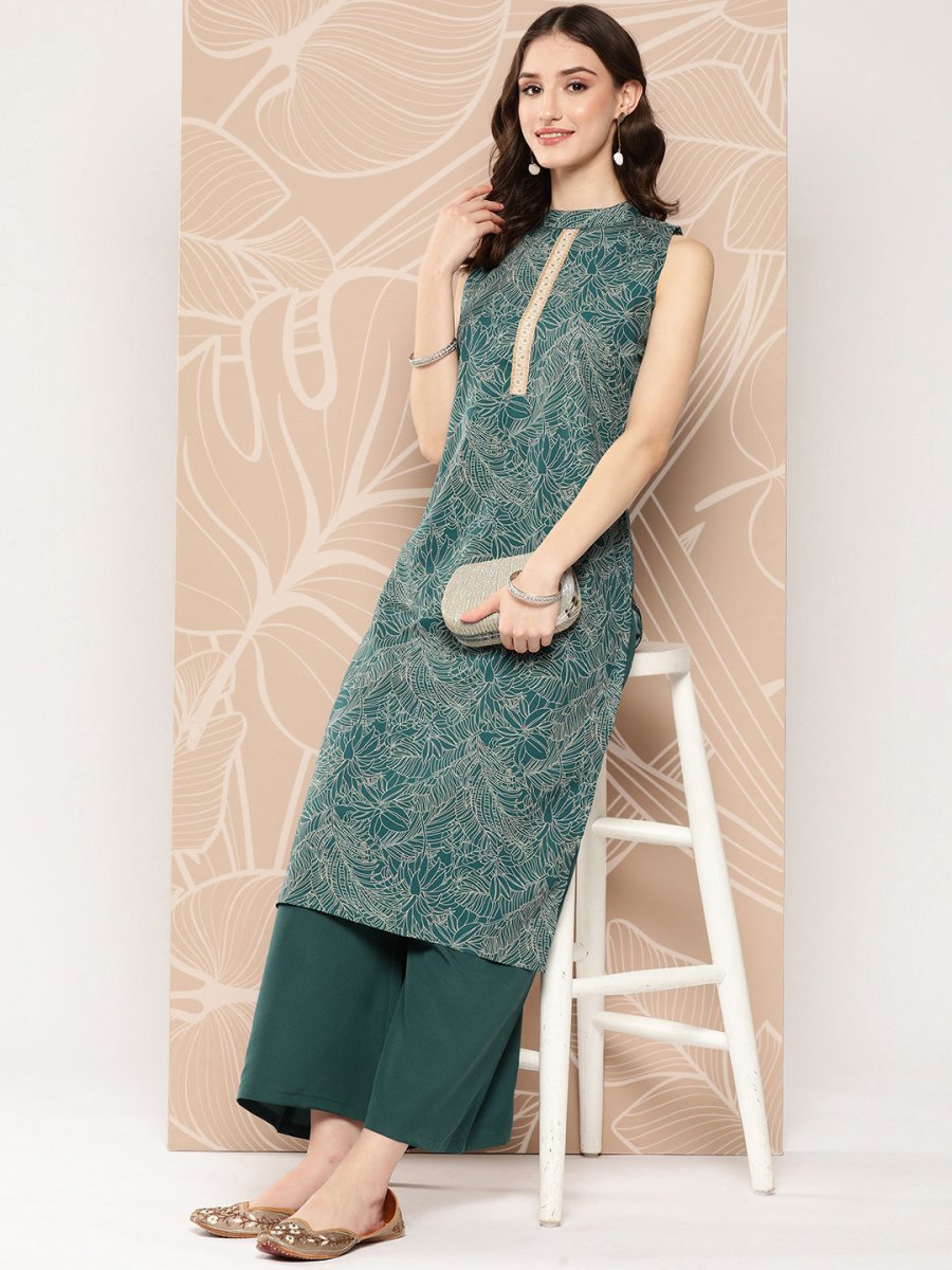 Ahalyaa Floral Printed Regular Kurta with Palazzos | Swadesiicart