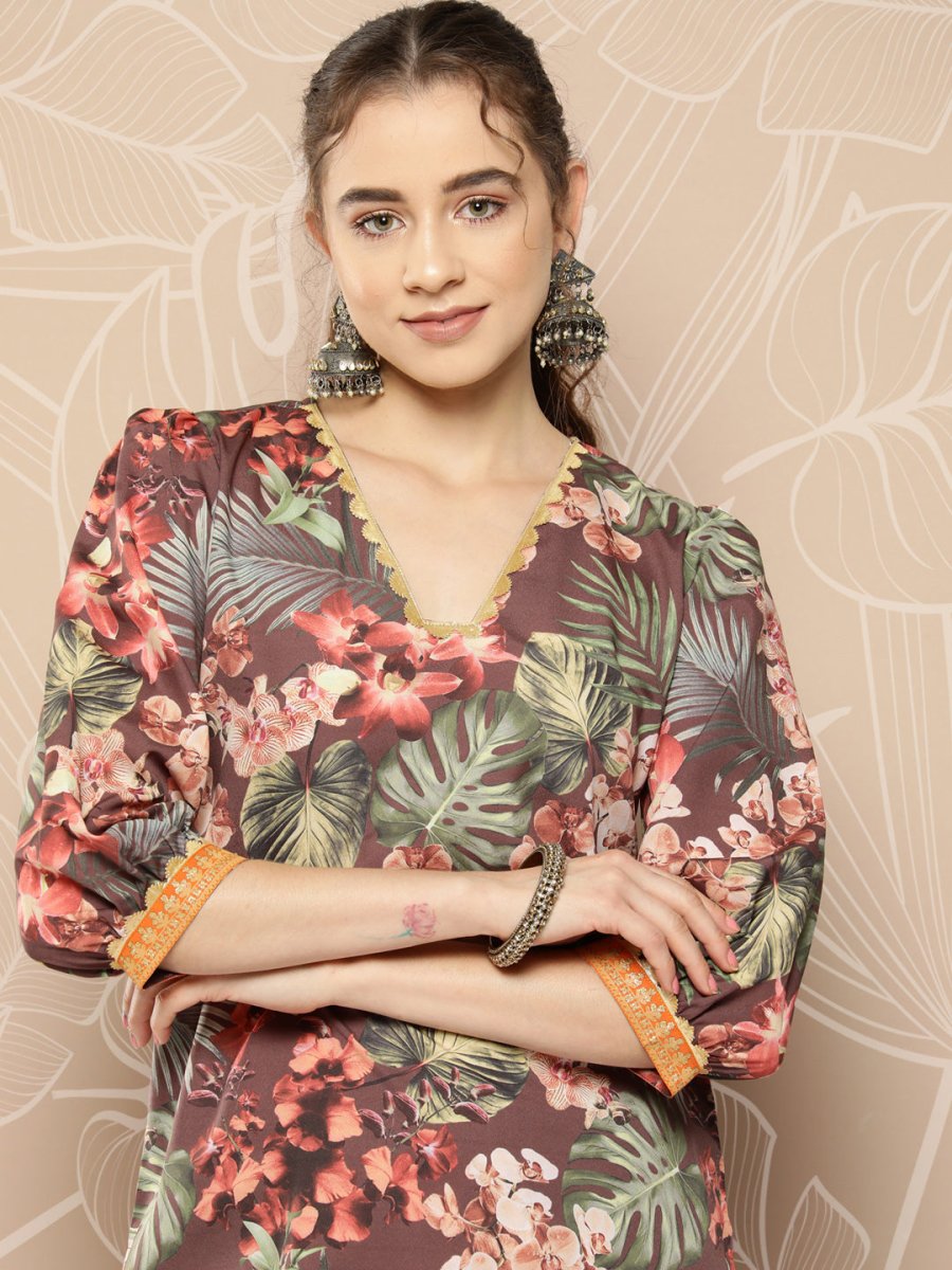Ahalyaa Women Printed Kurta with Palazzos | Swadesiicart