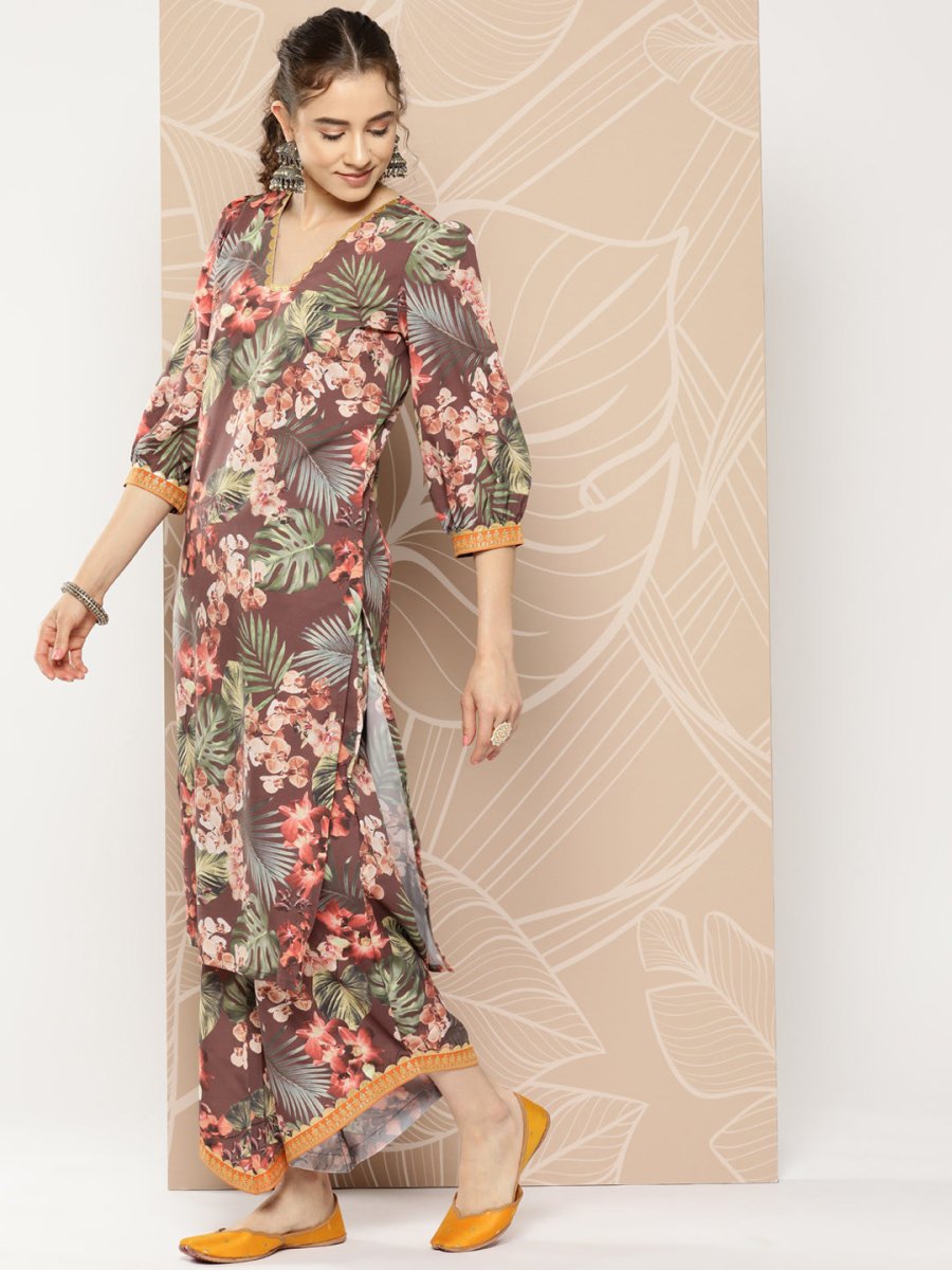 Ahalyaa Women Printed Kurta with Palazzos | Swadesiicart