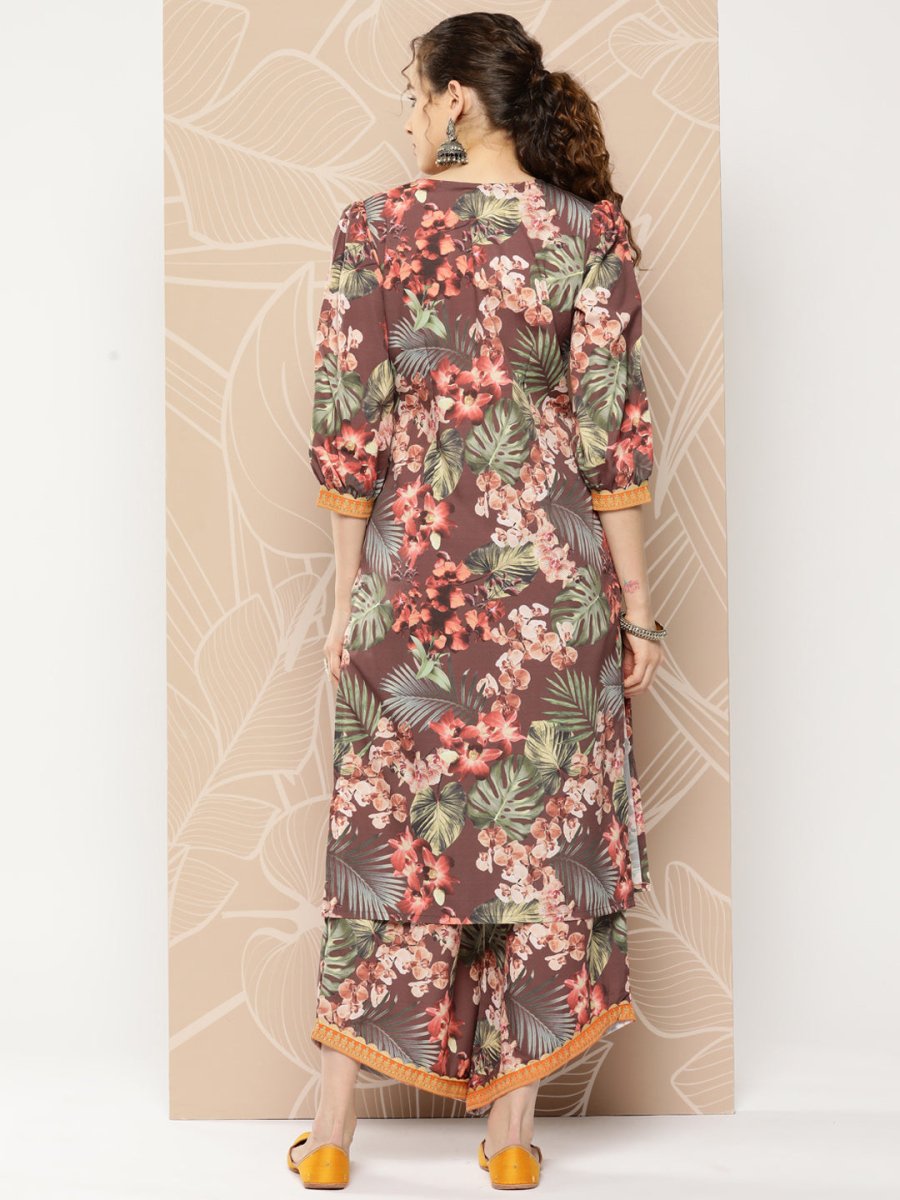 Ahalyaa Women Printed Kurta with Palazzos | Swadesiicart