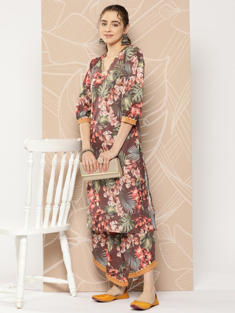 Ahalyaa Women Printed Kurta with Palazzos | Swadesiicart