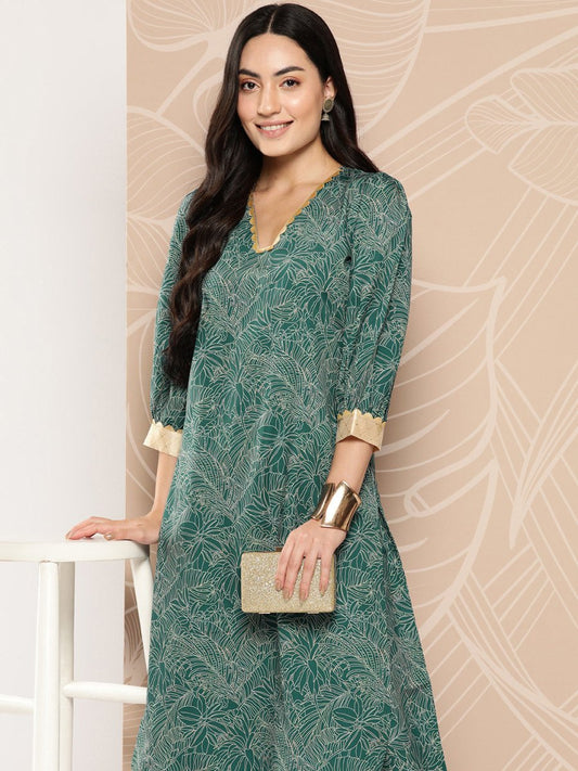 Ahalyaa Floral Printed Regular Gotta Patti Kurta with Palazzos | Swadesiicart