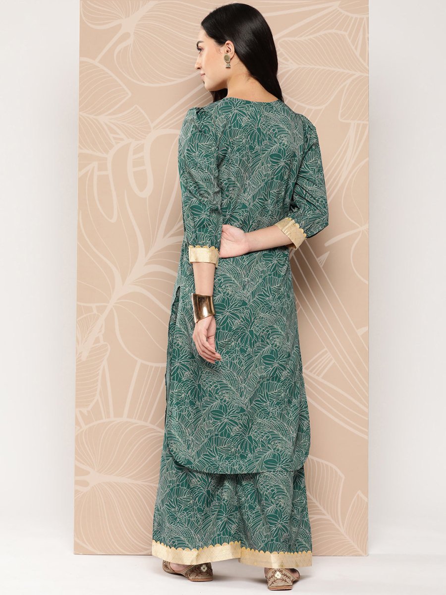 Ahalyaa Floral Printed Regular Gotta Patti Kurta with Palazzos | Swadesiicart