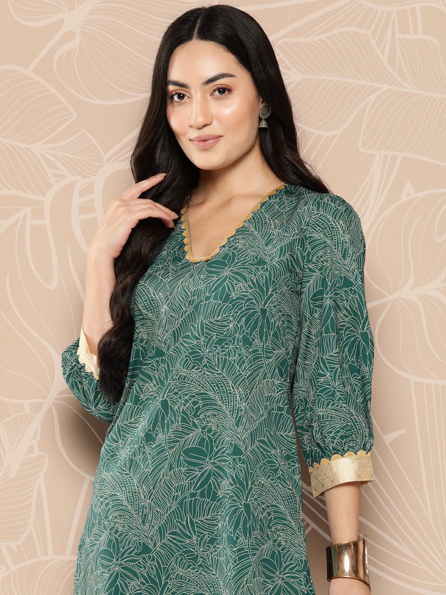 Ahalyaa Floral Printed Regular Gotta Patti Kurta with Palazzos | Swadesiicart