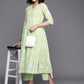 Ahalyaa Floral Printed High Slit Gotta Patti Pure Cotton Kurta With Trousers | Swadesiicart