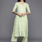 Ahalyaa Floral Printed High Slit Gotta Patti Pure Cotton Kurta With Trousers | Swadesiicart
