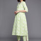 Ahalyaa Floral Printed High Slit Gotta Patti Pure Cotton Kurta With Trousers | Swadesiicart