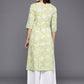 Ahalyaa Floral Printed Panelled Sweetheart Neck Pure Cotton Kurta With Palazzos | Swadesiicart