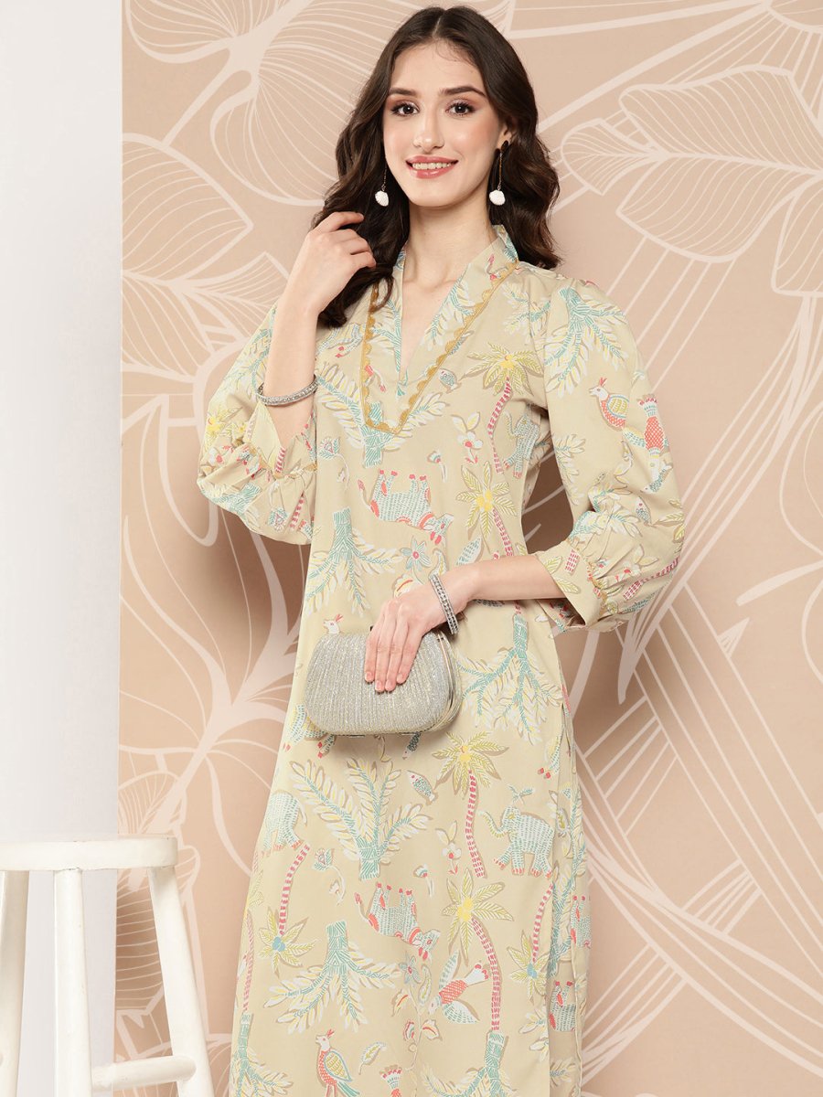 Ahalyaa Floral Printed Regular Kurta with Palazzos | Swadesiicart