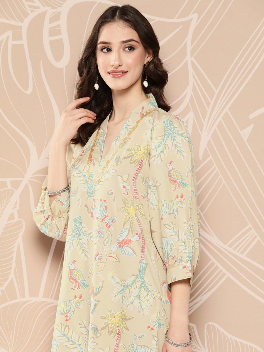Ahalyaa Floral Printed Regular Kurta with Palazzos | Swadesiicart