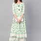 Ahalyaa Green Round Neck Assymetrical Floral Kurta with Palazzo | Swadesiicart