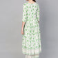 Ahalyaa Green Round Neck Assymetrical Floral Kurta with Palazzo | Swadesiicart
