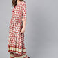 Ahalyaa Multi-color Round Neck Asymmetrical Floral Kurta with Palazzo | Swadesiicart