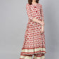 Ahalyaa Multi-color Round Neck Asymmetrical Floral Kurta with Palazzo | Swadesiicart