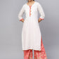Ahalyaa White and Gold Printed Straight Kurta Set | Swadesiicart