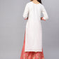 Ahalyaa White and Gold Printed Straight Kurta Set | Swadesiicart