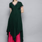 Ahalyaa Dark Green Solid Kimono Rayon Kurta Set For Women | Swadesiicart