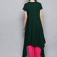 Ahalyaa Dark Green Solid Kimono Rayon Kurta Set For Women | Swadesiicart
