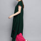 Ahalyaa Dark Green Solid Kimono Rayon Kurta Set For Women | Swadesiicart