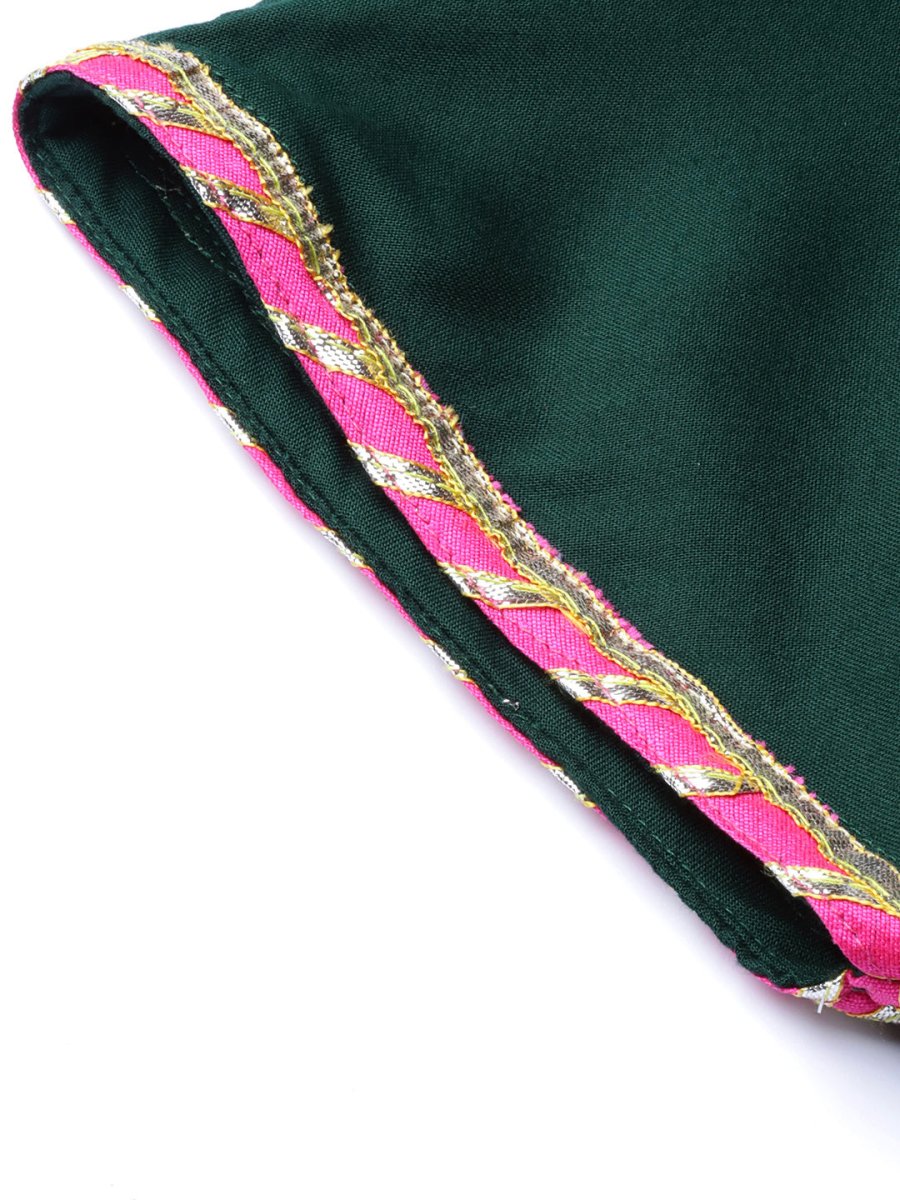 Ahalyaa Dark Green Solid Kimono Rayon Kurta Set For Women | Swadesiicart