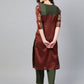 Ahalyaa Brown & Olive Green Printed Kurta with Palazzo | Swadesiicart