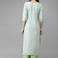 Ahalyaa Women Turquoise Blue & Gold-Toned Foil Printed Kurta with Palazzos | Swadesiicart