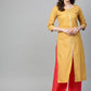 Ahalyaa Mustard Yellow & Coral Red Printed Kurta with Palazzo | Swadesiicart
