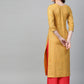 Ahalyaa Mustard Yellow & Coral Red Printed Kurta with Palazzo | Swadesiicart