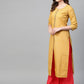Ahalyaa Mustard Yellow & Coral Red Printed Kurta with Palazzo | Swadesiicart