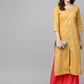Ahalyaa Mustard Yellow & Coral Red Printed Kurta with Palazzo | Swadesiicart