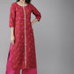 Ahalyaa Women Floral Print Red Beautiful Kurta set | Swadesiicart
