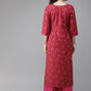 Ahalyaa Women Floral Print Red Beautiful Kurta set | Swadesiicart