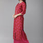 Ahalyaa Women Floral Print Red Beautiful Kurta set | Swadesiicart