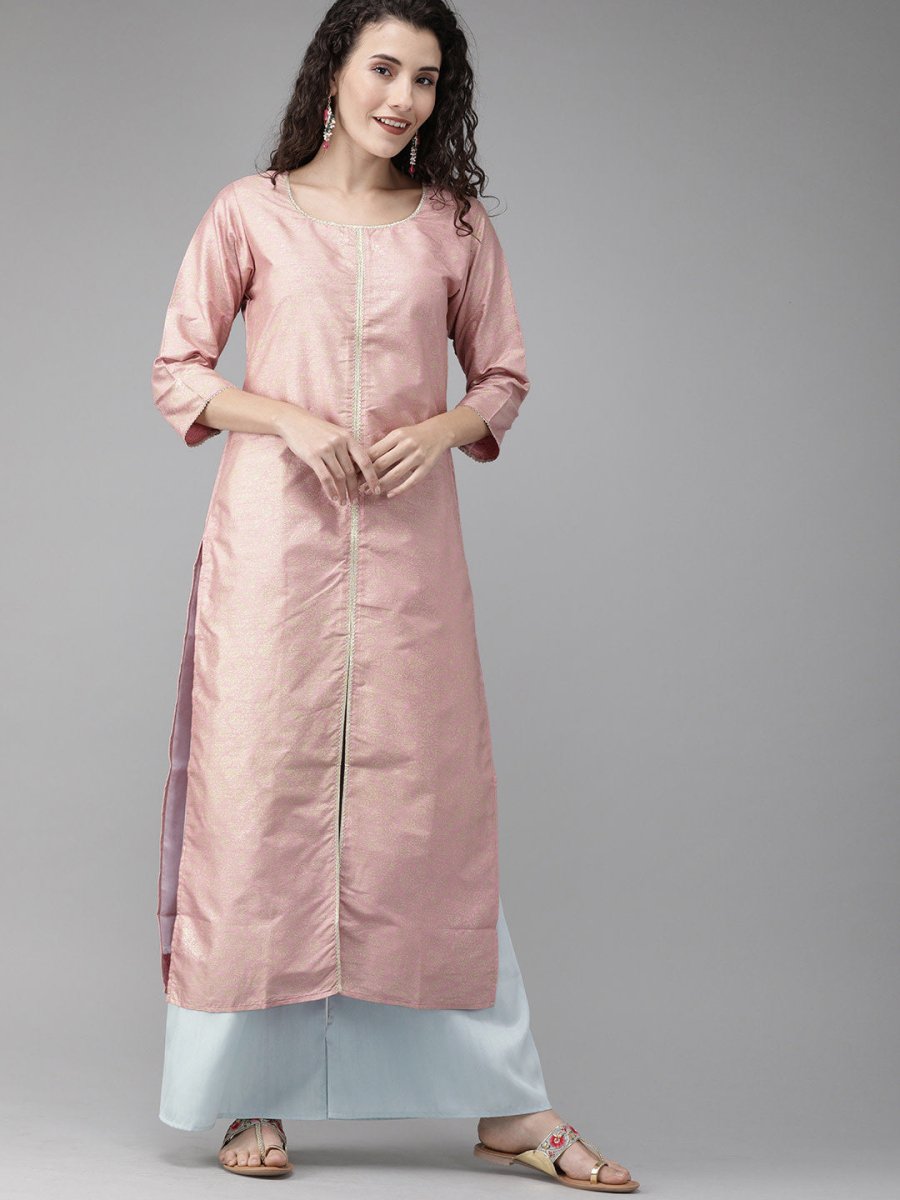 Ahalyaa Women Pink & Blue Printed Beautiful Kurta with Palazzo | Swadesiicart