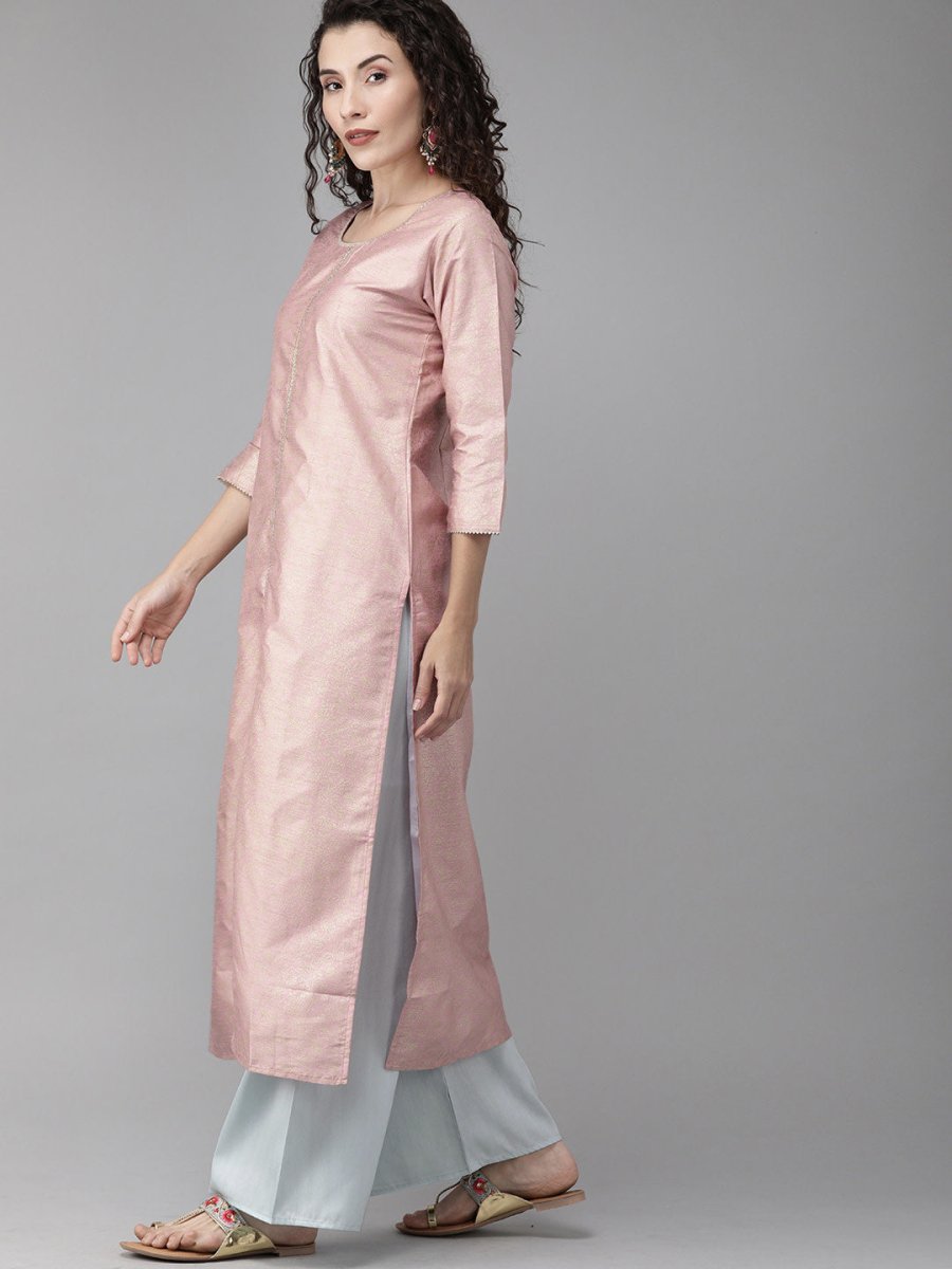Ahalyaa Women Pink & Blue Printed Beautiful Kurta with Palazzo | Swadesiicart