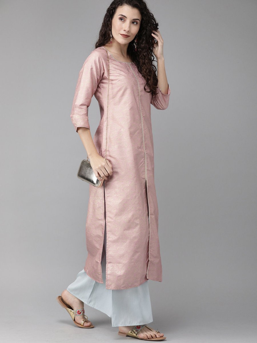 Ahalyaa Women Pink & Blue Printed Beautiful Kurta with Palazzo | Swadesiicart
