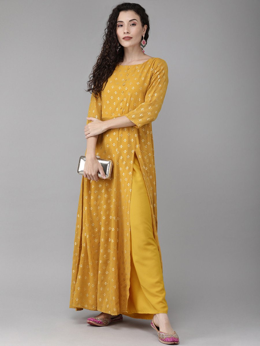 Ahalyaa Mustard Kurta with Beautiful Palazzo Set | Swadesiicart