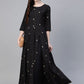Ahalyaa Black & Pink High Slit Bandhani Khari Printed Anarkali Kurta with Palazzos | Swadesiicart