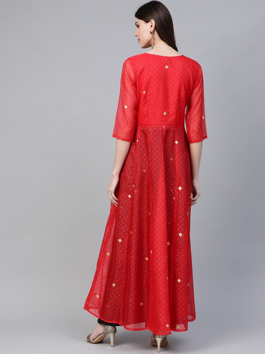 Ahalyaa Bandhani Print Anarkali Kurta with Palazzo | Swadesiicart
