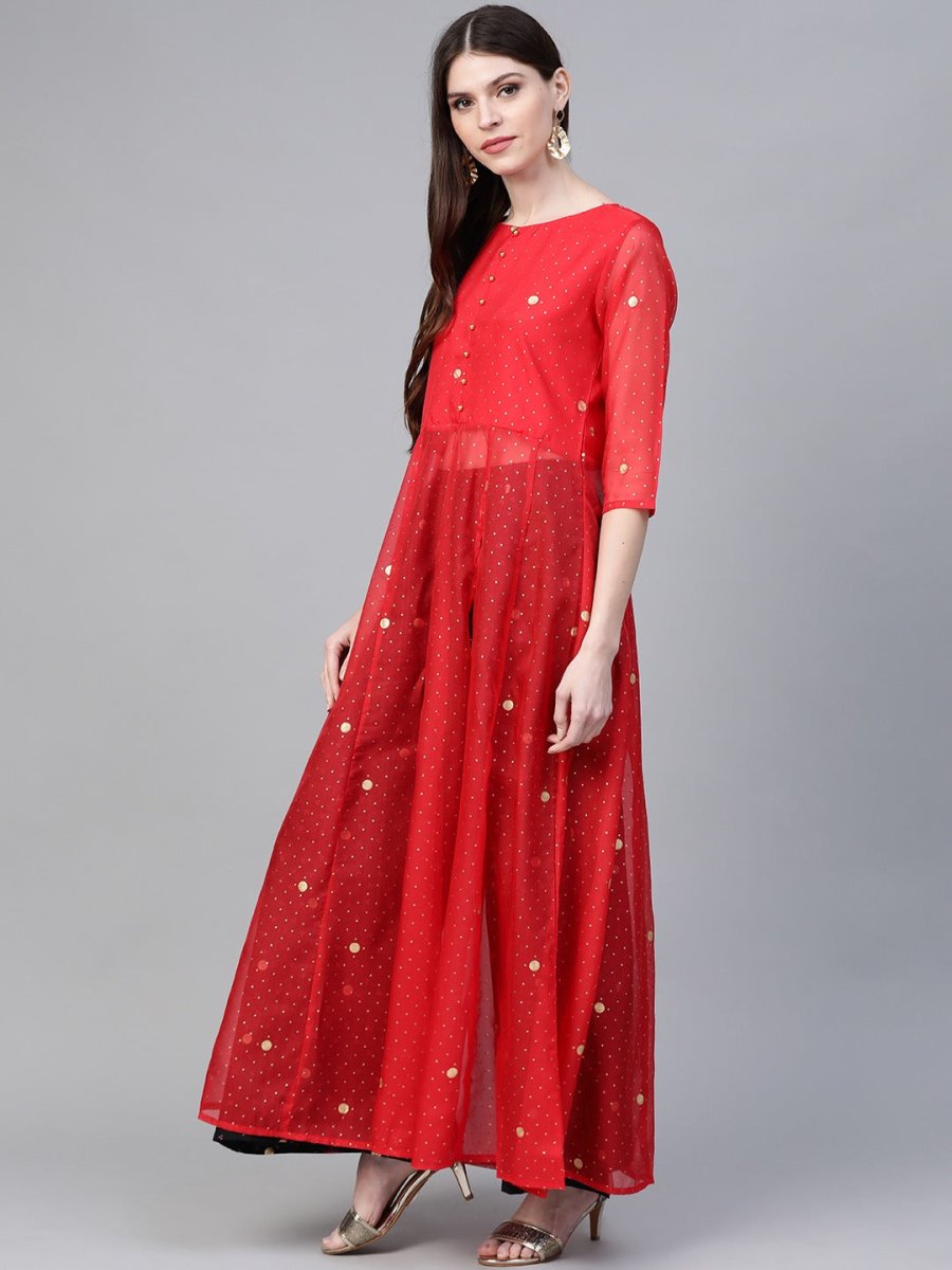 Ahalyaa Bandhani Print Anarkali Kurta with Palazzo | Swadesiicart