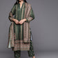 Ahalyaa Women Green Printed Gotta Patti Velvet Kurta with Trousers & With Dupatta | Swadesiicart