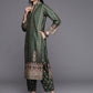 Ahalyaa Women Green Printed Gotta Patti Velvet Kurta with Trousers & With Dupatta | Swadesiicart