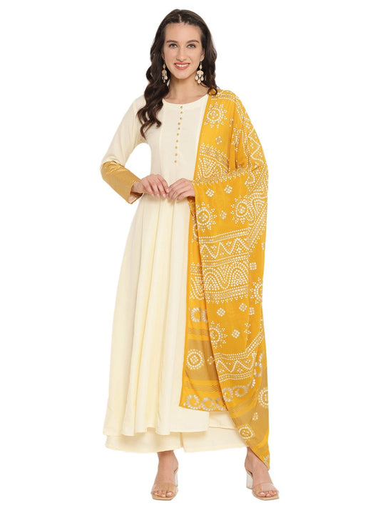 Ahalyaa Solid Anarkali Kurta With Dupatta Set | Swadesiicart