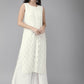 Ahalyaa White Embellished Kurta With Palazzo Set | Swadesiicart